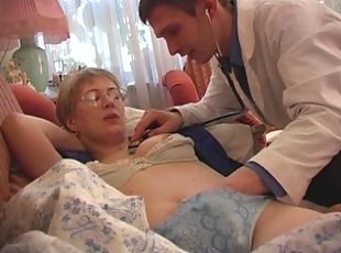 Horny doctor visits his mature patient at home and fucks her