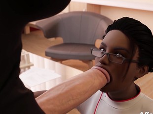 Ebony Nurse helping her futanari patient in a cool 3d animation
